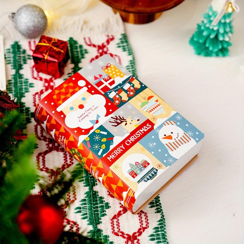 10 Stück Weihnachtsgeschenkboxen Buchförmige Geschenkverpackungen Weihnachtlich gestaltete Buchboxen mit entzückenden Weihnachtsmann- und Schneemann-Designs Perfekt für Gastgeschenke