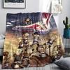 1PC Attack On Titan Print Flannel Blanket, High Quality All Seasons, Home Decor, Warmth and Comfort, Perfect for Christmas Gifts