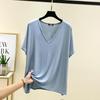 Women's Solid Color V-Neck Cotton Modal Short Sleeve Loose Top
