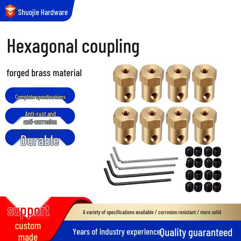 Metal Brass Model Car Wheel Hub Connector (12mm Hex, 2-8MM)