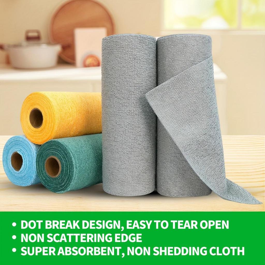 20pcs Reusable Microfiber Towel Roll, Hand Tear Cleaning Towels,  Cleaning Cloth, Multipurpose Absorbent Cleaning Wipes, Dish Towel