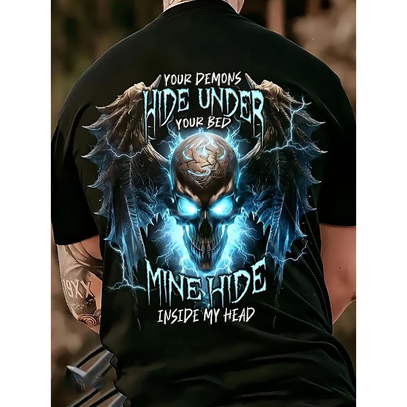 

European Size Summer Plus Size Men S Retro Street Fashion Pattern Print - Comfortable, Breathable, Versatile Men S T - Spring Polyester, Short Sleeved S чорний