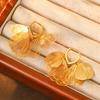 Vintage Hohlblatt Ohrringe Französischer Goldener Ast Jadeblatt Ohrclips Übertriebene Elegante Ohrringe