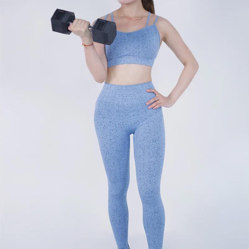 Women's Double Strap Yoga Set: Stylish Back Fitness Bra & High-Waist Lifting Pants