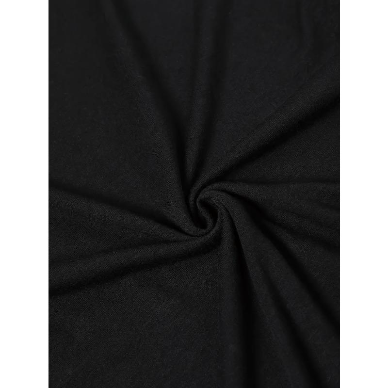 European sizes Women'S Casual Graphic T-Shirt - Short Sleeve, Crew Neck, Black with Colorful Peace, Love, Ukulele Design, Perfect for Spring & Summer