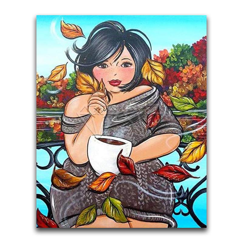 

5D DIY алмазная живопись толстая девушка женский домашний декор милый мультфильм полная круглая Алмазная вышивка крестиком Алмазная мозаика Full Round 40x50CM