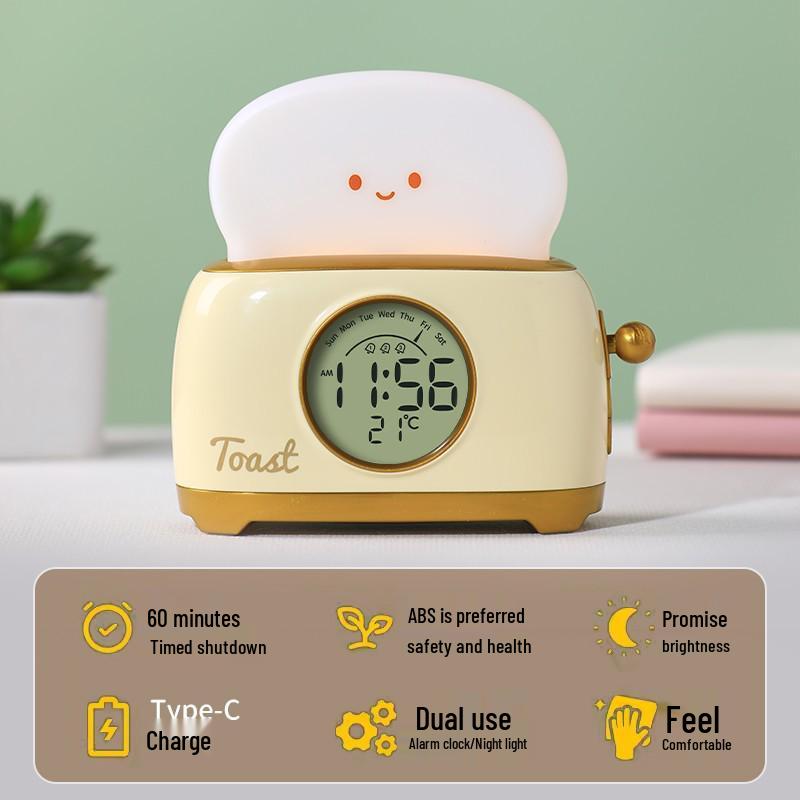 

Student s Wake-Up Device: Bread Machine Alarm Clock with Light, Timer, and Luminous Display for Bedside Use 1w