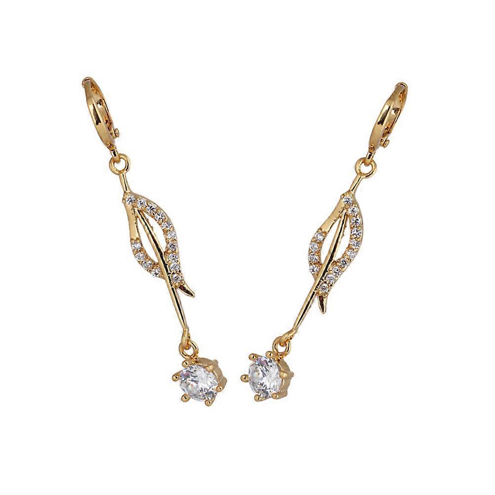 Women Earrings Zircon Simple Hollow Ear Rings 1Pair Gold Color