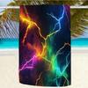 1pc Lightning Beach Towel Soft Microfiber Fabric Bath Towels Unisex Oversized Towel with Vibrant Neon Lightning Bolt Pattern for
