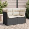 Vidaxl Garden Sofa With Cushions, 2-Seater, Black, Poly Rattan