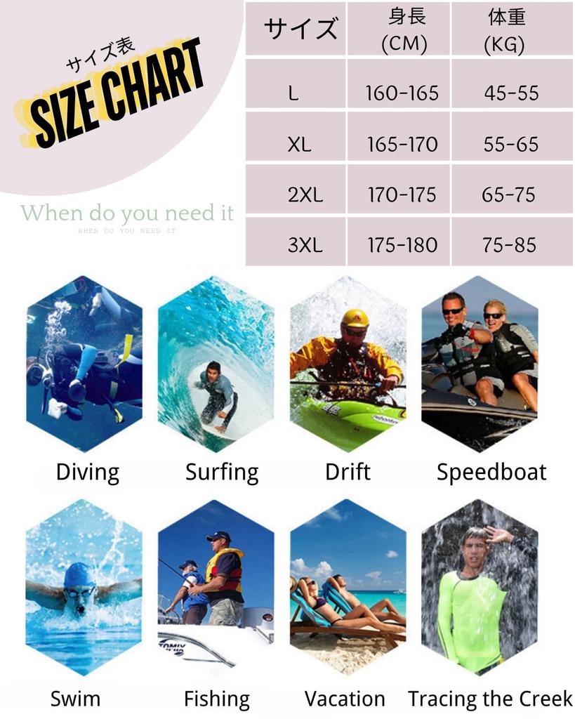 [xulee] Men's Rash Guard Swimsuit, Long Sleeve, Front Opening, Surf Shorts, Leggings, 3-Piece Set, Zip-Up, Swimming, Surf Shorts, Leggings, Beach, Swi