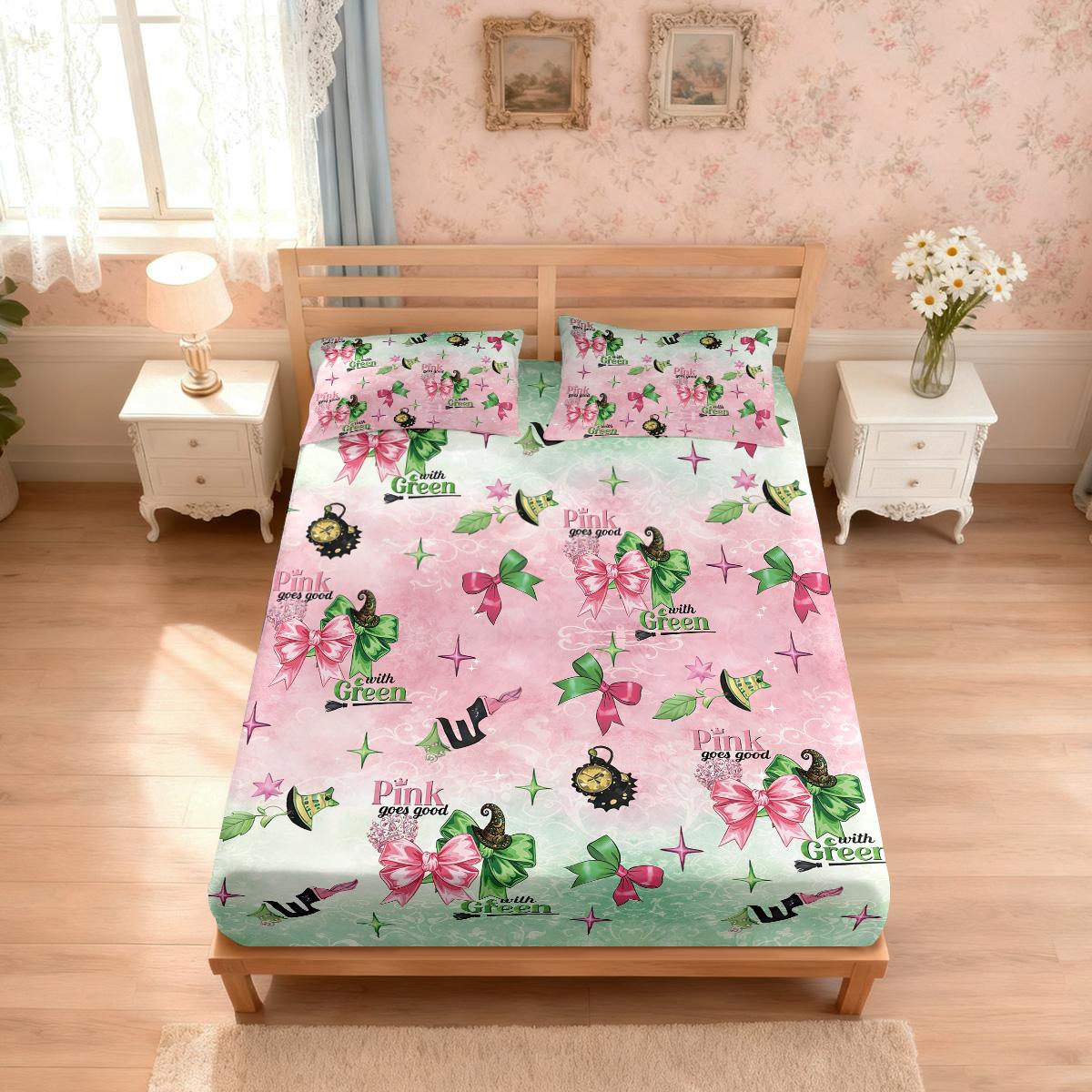 

3pcs Magic Wicked Witch Butterfly Knot Printed Core Free Bed Sheet Set Multi Size Comfortable Bed Cover Bedroom Bedding Decorati 90x191