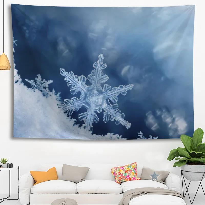 Hot Sale Custom High Quality Snow Wall Hanging Hd Landscape 3D Printing Digital Printing Home Decoration Tapestry