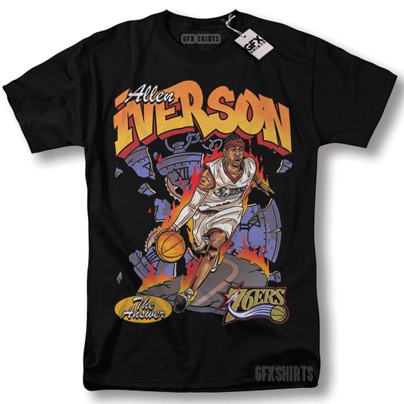 Allen Iverson Odpowiedź Sixers Lata 90. Koszykówka Styl Vintage Graficzny T-Shirt