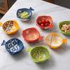 4PCS Underglaze Color Ceramic Dipping Dish Ceramic Mini Fruits Bowl Fish Shaped Dish  Home