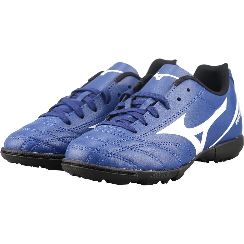 Mizuno Potrero Wide Jr. Round Toe Lace-Up Non-Slip Durable Low-Top Kids Soccer Shoes Kids Soccer Shoes Blue White P1GE189227