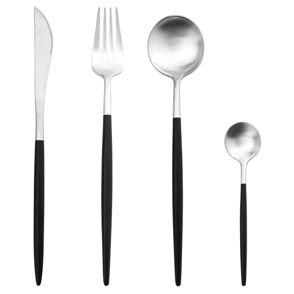 4Pcs/Set Matte Gold Dinnerware 18/10 Stainless Steel Cutlery Set Knife Fork Coffee Spoon Tableware Kitchen Silverware Flatware