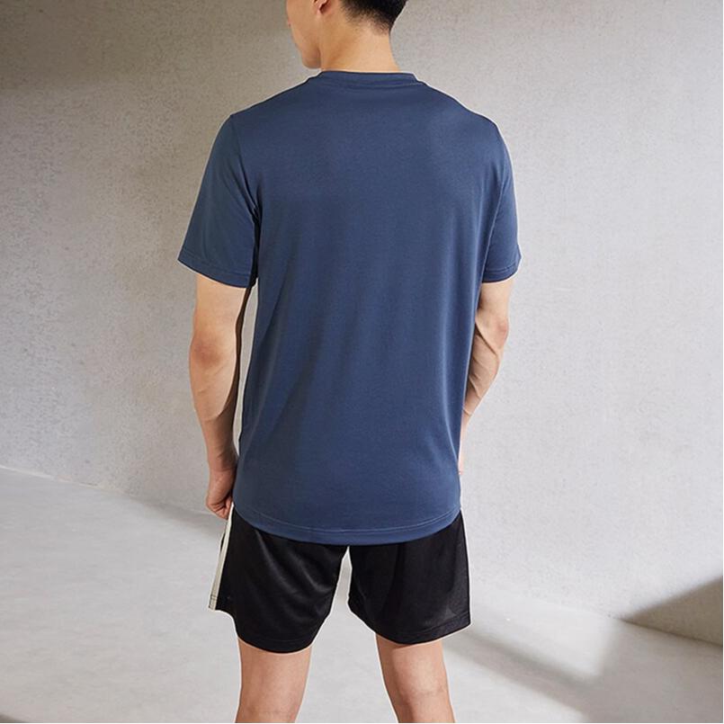 Adidas Aeroready Designed To Feel Ready Solid Logo Round Neck Short Sleeve T-Shirt Men Tops Navy GT5556