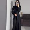2024 Spring Solid Color Slimming Long Sleeve Tie-Waist Dress for Women