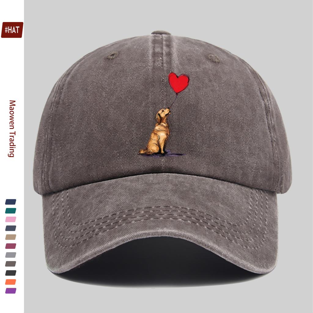 Pc Golden Retriever und Herzballon Muster Gedruckte Baseballkappe Geeignete Sonnenkappe für Tierliebhaber Bequem und Leichtgewicht