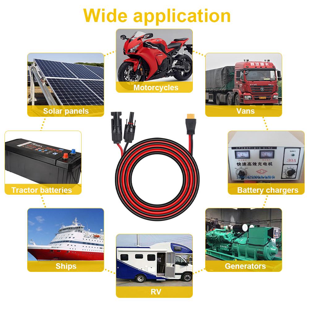XT60 Female Head Photovoltaic Chain Wiring Solar Panels Charging Cable 6 Meters 12AWG For Car Chargers Solar Generators PCV 6M