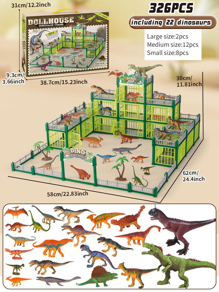 326pcs Jurassic Theme Park Children's Gift Simulation Diy Dinosaur Arena Toy Festival Party Gift Children's Birthday Gift Set