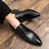 FashionMens Dress Shoes Lace Up Oxfords Fashion Pointed Toe Men's Business Casual Leather Oxfords Shoes Zapatos De Hombre Big Size 48