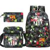 Student Backpack Set of 3 Star Player Print Oxford Cloth Bookbag Shoulder Bag Pencil Case Combo Large Capacity School Bag Gift for Teens