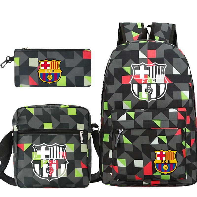Student Backpack Set of 3 Star Player Print Oxford Cloth Bookbag Shoulder Bag Pencil Case Combo Large Capacity School Bag Gift for Teens