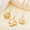 TOHM Fashion Jewelry Stainless Steel Necklace with Pearl,elegantl Flower Clavicle Chain for Women Non-fading Plated with Gold