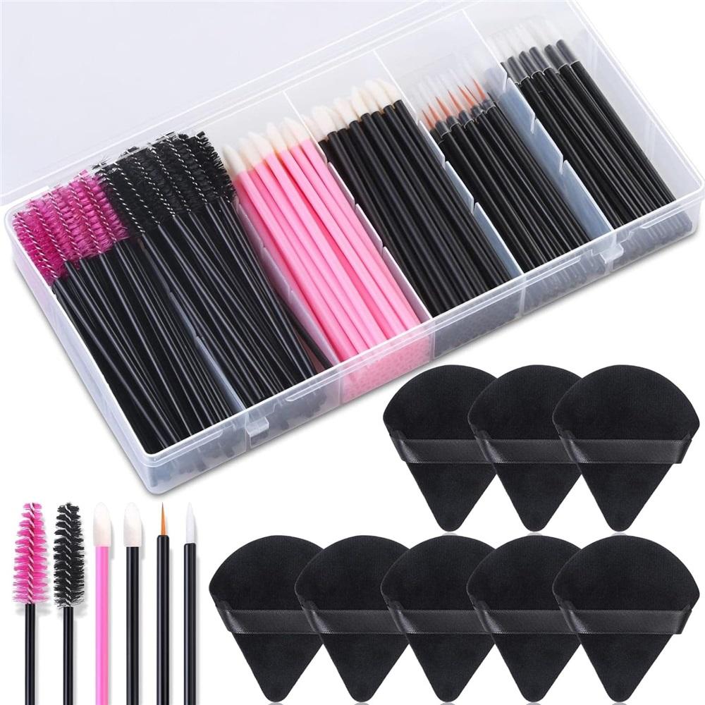 228-piece makeup tool set, including triangular powder puffs, mascara brushes, lip applicators, eyeliner brushes - disposable items