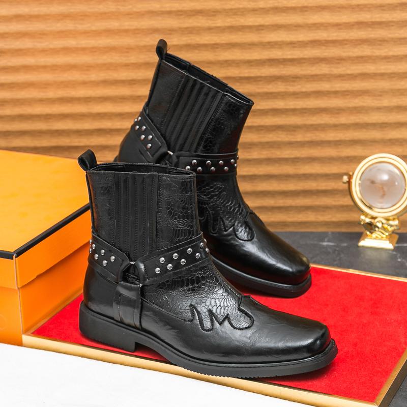 Fashion Size 38-46 Retro Men Ankle Boots Men Comfortable Fashion Cowboy Boots European Outdoor Waterproof Training Brand Boots Men