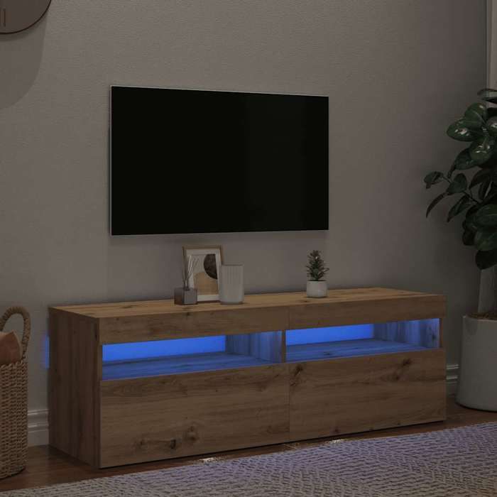 VidaXL TV Cabinet with LED Lights Artisan Oak Engineered Wood, TV Stand, Multimedia Cabinet, TV Console, Cabinet 856306