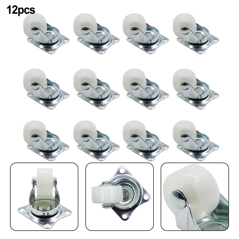 Parts Swivel Casters Homes White/silver With Rubber 4/12pcs Bearing Wheels Mount Ball Material Handling High Quality