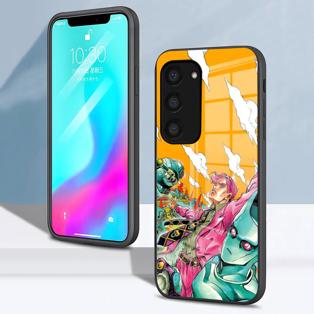 JoJos Bizarre Adventure Phone Case For Samsung S26 S25 S24 FE S23 S22 S21 Plus S20 Ultra Note20Ultra Black Glass Cover