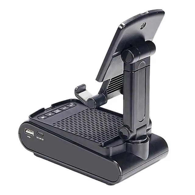 Stojan na mobilný telefón Skladacia pevná nabíjačka reproduktorov Bluetooth so stereo U slotom pre diskovú kartu Nastaviteľná výška Voľné uhly Stojan na tablet