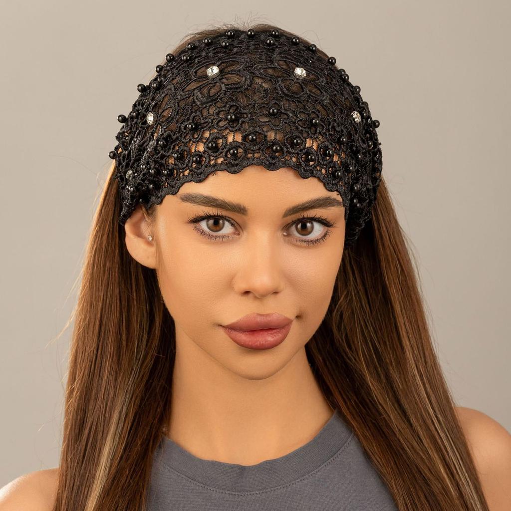 Beadwork Flower Hair Hoop for Women Elegant Flapper Costume Headband Nonslip Fascinator Hairband for Masquerades Event