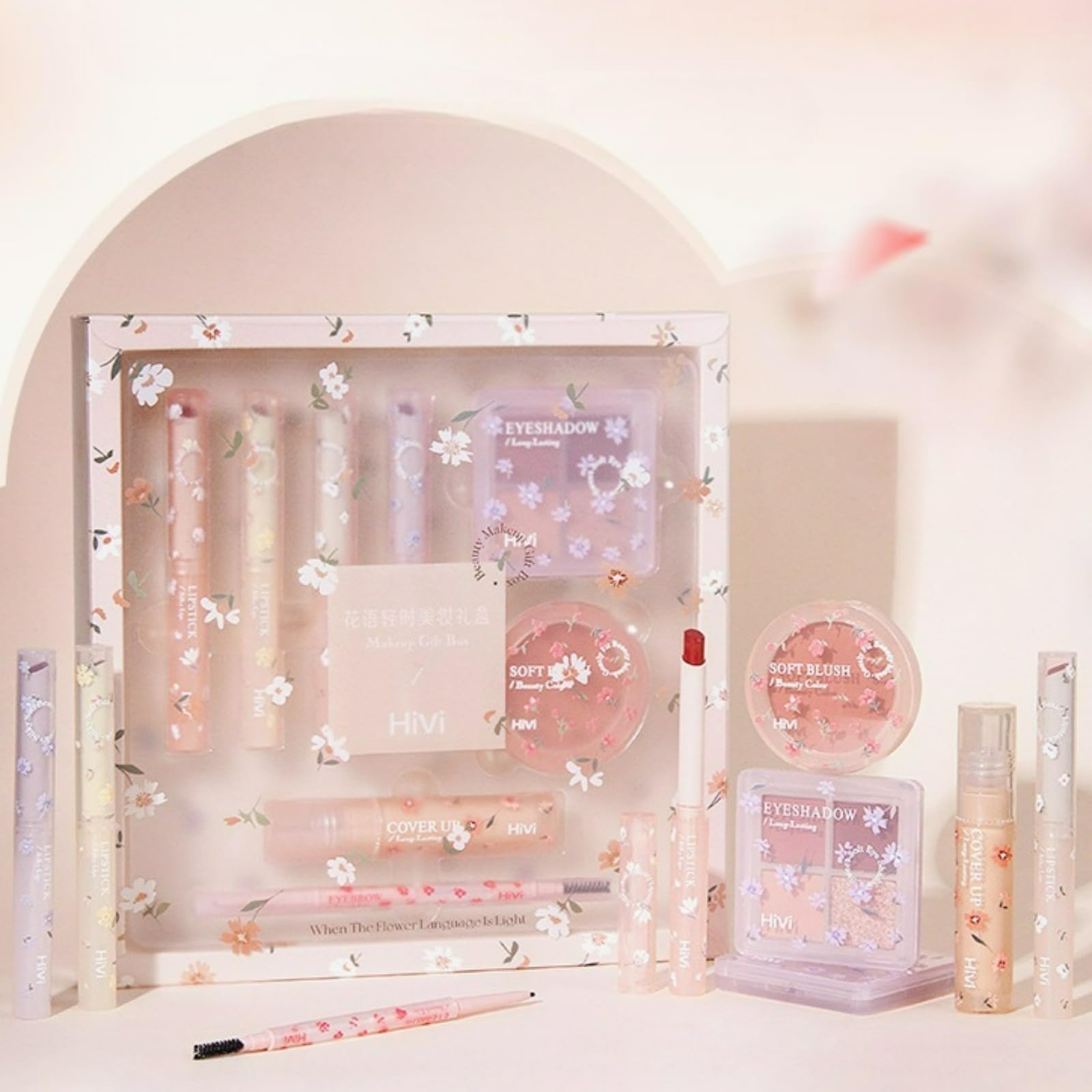 

Full Makeup Set: LipstickBlushEyeshadowConcealerEyebrow Pencil. Long-lasting makeup set, perfect for beginners. Popular cosmetics set for Halloween,