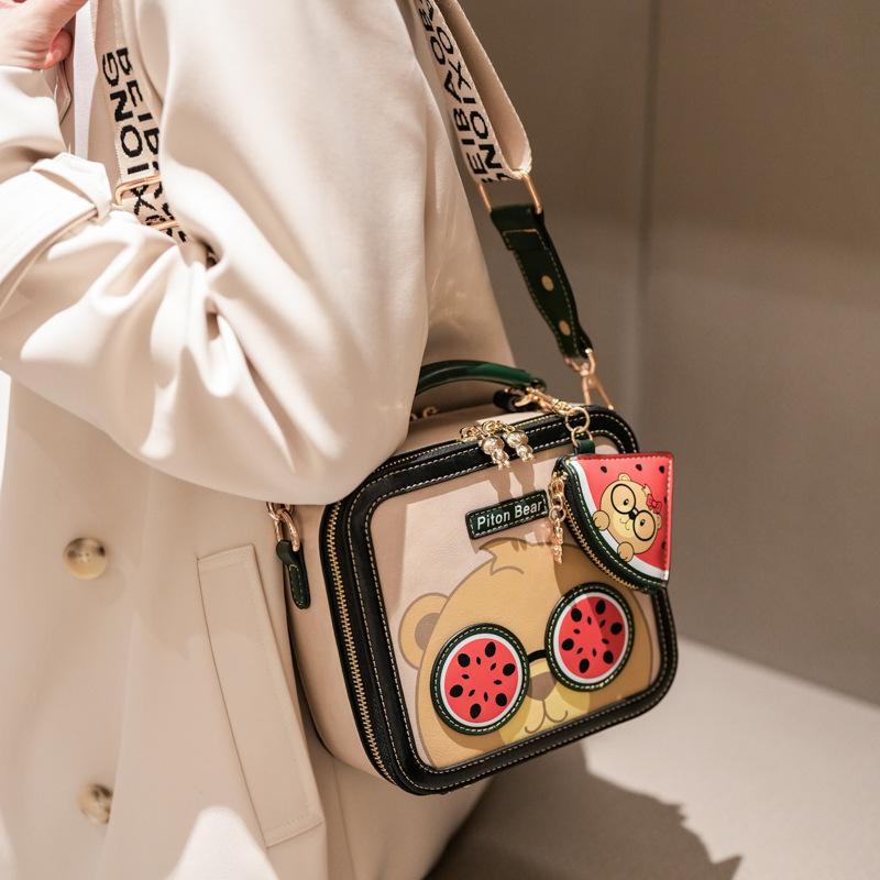 Bags cartoon small bag 2025 new Japanese soft girl cute funny watermelon ugly cute hand carry messenger small square bag