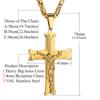 Stainless Steel Byzantine Chain Cross Pendant Male Gold Color Jesus Christ Crucifix Necklaces for Men Religious Jewelry Gift