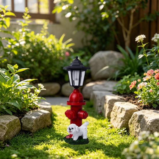 Solar Resin Garden Light with Frog Puppy Design Cute Animal Statue for Yard Patio Balcony Auto On/Off Waterproof Fade-Resistant Unique Outdoor