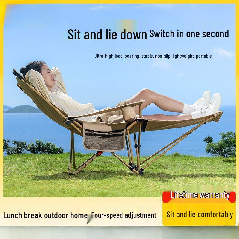 Compact Portable Reclining Chair - Folding Outdoor Beach, Camping, and Office Stool with Backrest