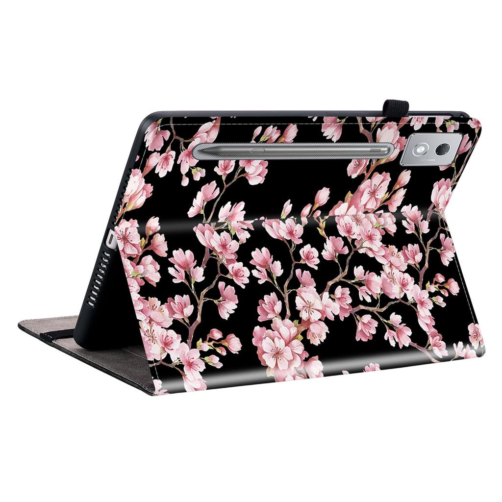 Pro Lenovo Tab P12 Pro 12.7 2025/Xiaoxin Pad Pro 12.7 (2025) Kožené pouzdro s potiskem, stojánek, obal na tablet se sloty na karty