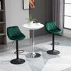 Set of 2 High Stools with Backrest and Footrest, Adjustable Kitchen Stools In Velvet, Metal Base, 46x48x83-104 Cm, Green