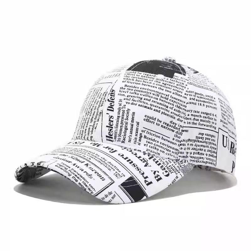 Hot Sale Unisex Casual Graffiti Newspaper Design Baseball Cap Street Hip Hop Sunscreen Outdoor Hat For Women And Men