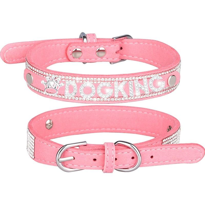 Sparkling Rhinestone Soft Suede Leather Dog Collar Dog Cat Rhinestone Collar Crystal Diamond Pet Dog Puppy Collar