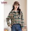 Yuzhaolin Women's Casual Long-Sleeve Plaid Shirt