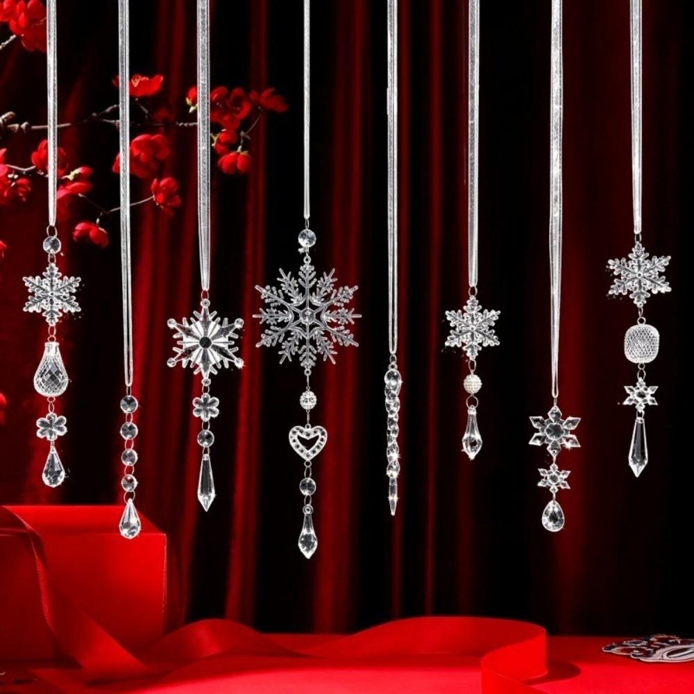 21pcs Acrylic Hanging Christmas Ornaments Transparent Christmas Decorations Holiday Home Decor