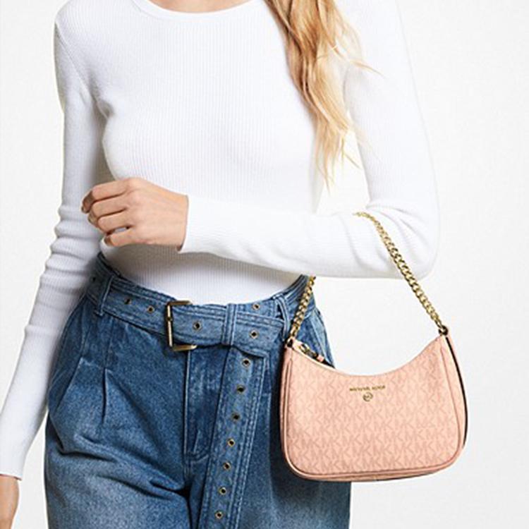 Michael Kors MK Jet Set Charm Monogram Vintage Elegant Logo Canvas With Leather Shoulder Bag Women Shoulder Bag Ballet-Pink 32H1GT9C1B-BALLET