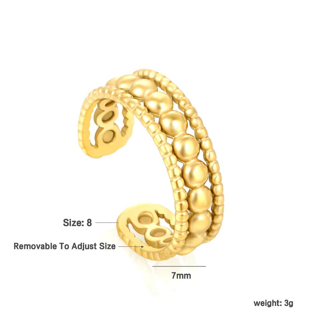 Fashion Hollow Geometric Adjustable Open Ring High-End Gold Tone Ring